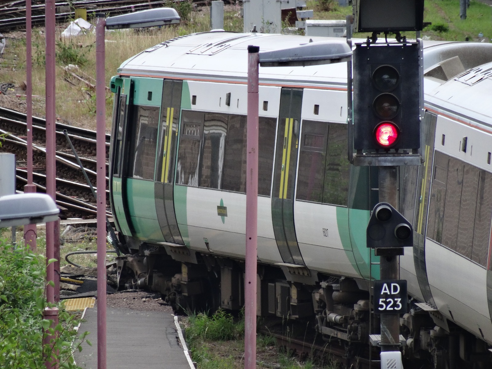 Derailed train in Tonbridge siding